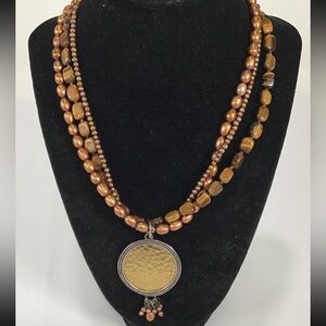 Women’s Silpada Pearl and Tiger Eye Necklace